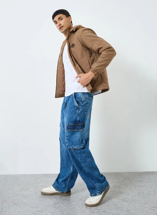 Styli Men Oversized Fit Zip-Up Jacket